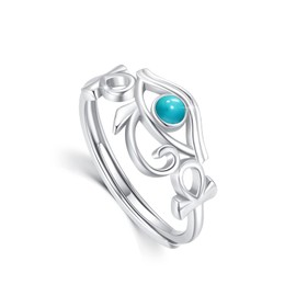 Eye of the Horus Ring, 925 Sterling Silver, Moonstone, Turquoise Ring, Adjustable Egyptian Ankh Amulet Ring, Horus Eye Jewellery, Gift for Women and Girls, Silver