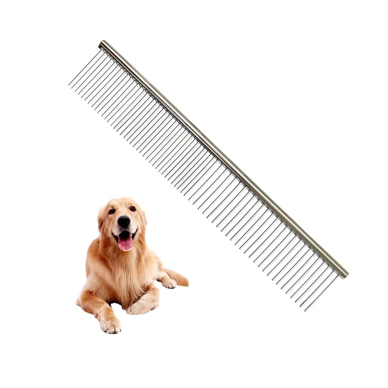 Stainless Steel Pet Comb,Metal Rounded Teeth Pet Comb for Large