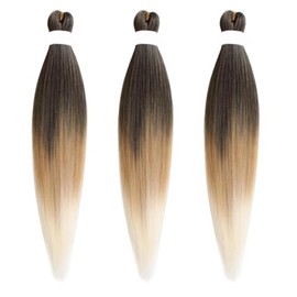 Braiding Hair Pre Stretched Extensions - 3 Packs Colored Hair for Braiding - Soft Yaki Braiding Hair with Hot Water Setting - Light Braiding Hair Extensions (1B/27/613, 26)