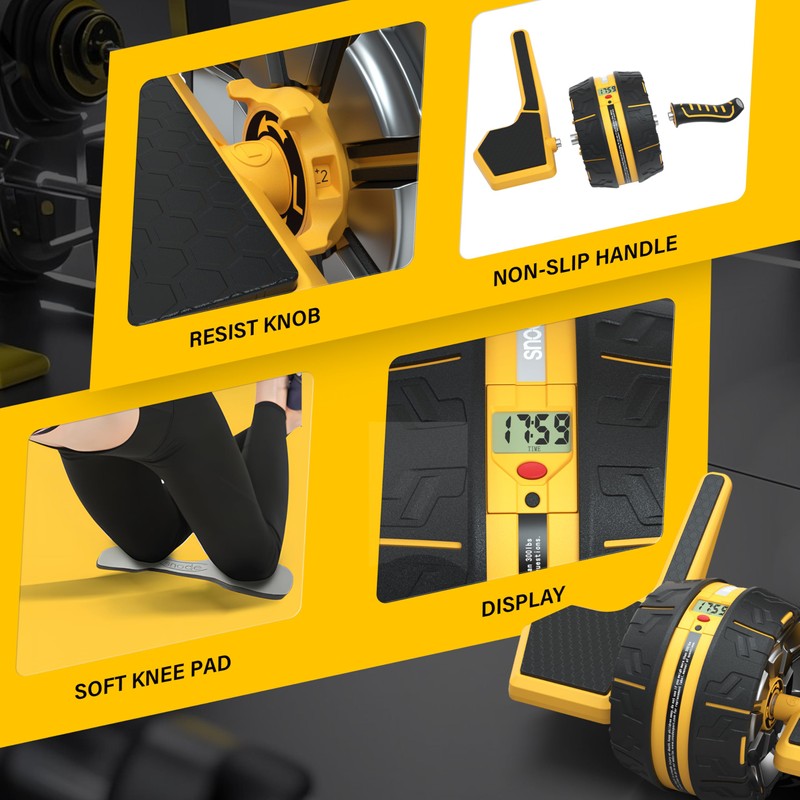 SNODE Ab Roller Wheel with Elbow Support, 3 Levels Resist,