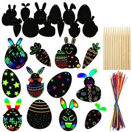 36 Pieces DIY Rainbow Scratch Bookmarks, Easter Scratch Paper, Easter Scratch Art, Scratch Pictures Bookmarks, Rainbow Easter Egg Scratch Tools for Girls, Boys, Gifts, Party