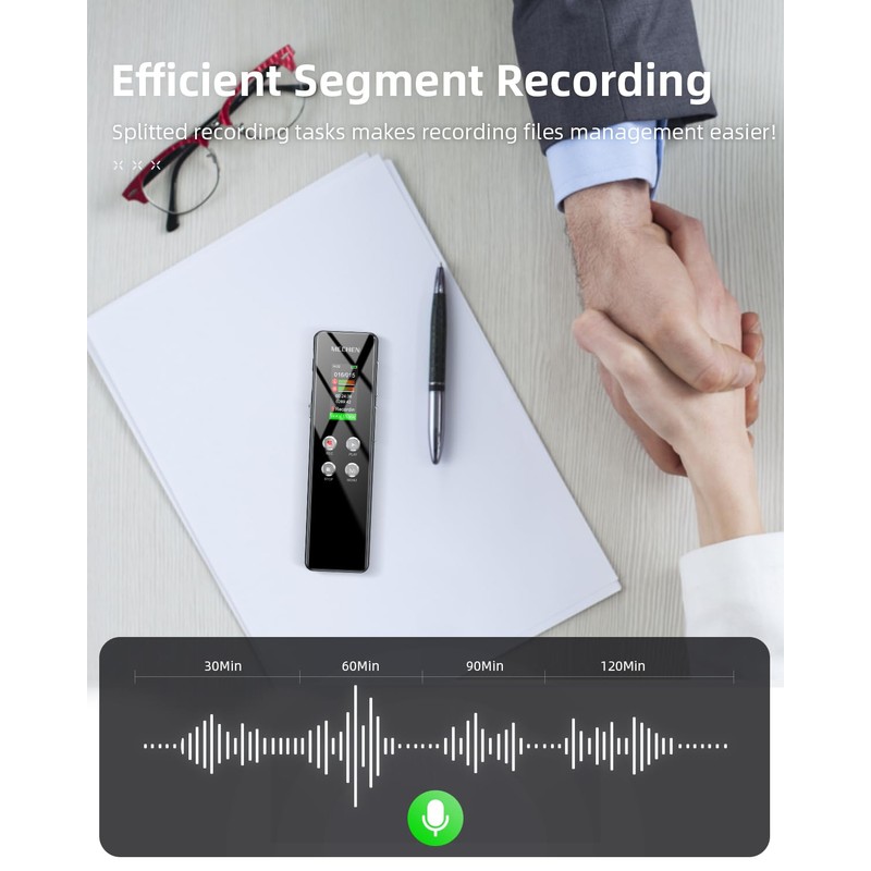 128GB Digital Voice Recorder for Lectures Meetings - MECHEN 1536Kbps