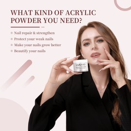 Saviland Clear Acrylic Powder 60 g Large Capacity Acrylic Nail Powder Polymer Professional Acrylic Application for Nail Extension French Manicure Nail Carving
