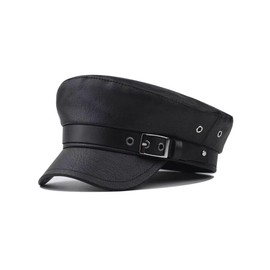 School Hat, Marine Cap, Newsboy Cap with Brim, Stylish, Small Face Effect, Police Style, Cosplay, Women's Police Costume (All Black)