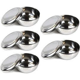 NEWTOKI Set of 5, Korean Stainless Steel Rice Bowl with Lid Set, Korean Kitchen Restaurant, Multi-Purpose Stainless Steel Hygienic Sanitary Bowl + Lid Set