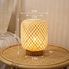 LUSHARBOR Rattan Lamp, Cordless Boho Lamp Battery Operated, Table Lamp