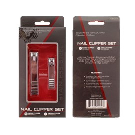 Giovanni Bresciani Stainless Steel Nail Clipper Set, Large Toenail Clippers and Small Fingernail Clippers