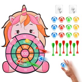 Vicloon Velcro Dartboard Children, Dart Throwing Game Children's Dart Game Velcro Ball Game with 12 Sticky Balls 8 Darts and 2 Hooks, Toy Dartboard Dartboard Birthday Gifts for Children