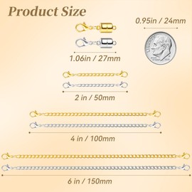 SUTQIGUI 6 Pcs Necklace Extenders for Women and 4 Pcs 14K Gold and Silver Magnetic Necklace Clasp and Closures, Jewelry Magnetic Clasps for Necklaces, Bracelet Chain Necklace Extender(2 4 6 Inch)