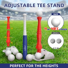 EagleStone T Ball Sets for Kids 3-5, 5-8, Tee Ball Set for Toddlers, Baseball Outdoor Toy Includes 6 Large Balls, Adjustable Teeball Batting Tee, Tball Games for Boys & Girls, Kids Ages 3-12 Years