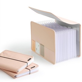 bon moment (Arrange Together) Open Open for Easy Viewing, Document Storage Case, L Size, A4 Size/Bonmoman (Pink (Faux-Leather), 1 Piece)