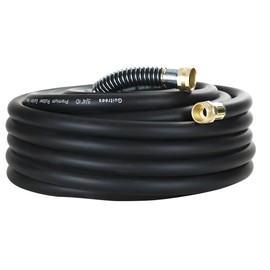 Guitrees 75FT 3/4 Heavy Duty Rubber Garden Hose - 200psi Working, 1000psi Burst - Hot/Cold Water - Five-Layered Braiding for Durability - Versatile for Gardening, Agriculture, Construction(Black)