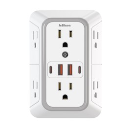 JcBlaon Outlet Extender Surge Protector - 6 Outlet Splitter with 4 USB Ports (2 USB C), Multiple Plug Expander Wall Charger, 3 Sided Multi Plug Wall Adapter Power Strip for Home Office Kitchen Travel