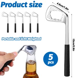 5 Pcs Golf Bottle Opener Novelty Groomsmen Gift Bachelor Party Favors for Golf Lover Beer Enthusiast, Zinc Alloy Bottle Openers for Party Gifts Decoration(Silver) ﻿