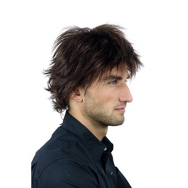 WIG ME UP - WL-0018-4/33 Men Gents Quality Wig medium length wild unkempt very voluminous Rock Star Look mahogany brown mix