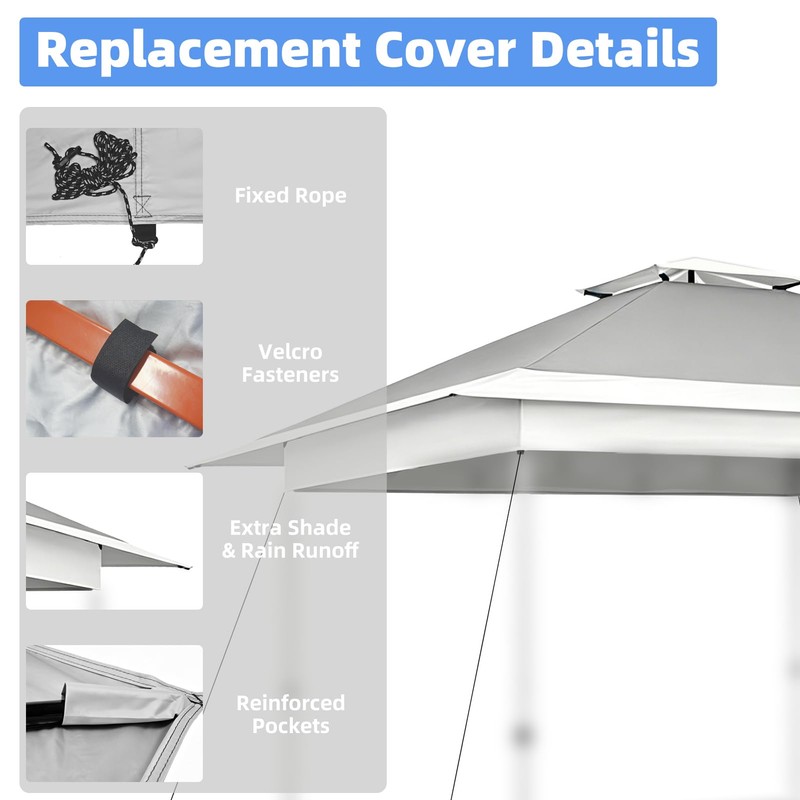 Replacement Canopy Cover for Yaheetech 13x13 Pop Up Gazebo Tent