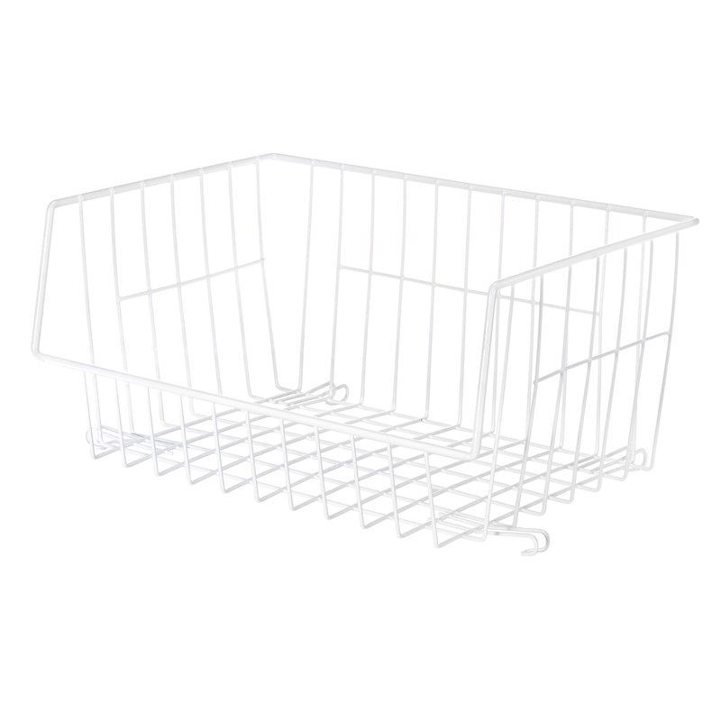 Whitmor Wire Stackable Basket, White