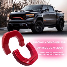 Custom Tow Hook Covers Compatible with 2019-2025 RAM 1500 Accessories (Not Fits for Ram 1500 Classic, Warlock, Ram 2500, Ram 3500) - Tow Hitch Covers Upgrade Design, Silicone Rubber (RED)