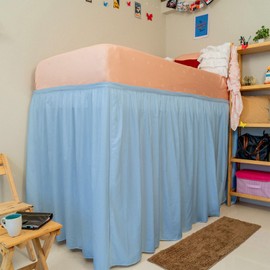 Cottington Lane Extended Ruffled College Dorm Bed Skirt Twin XL 42 Inch Drop, Premium Quality 1800 Brushed Microfiber Extra Long Dust Ruffle, Sky Blue