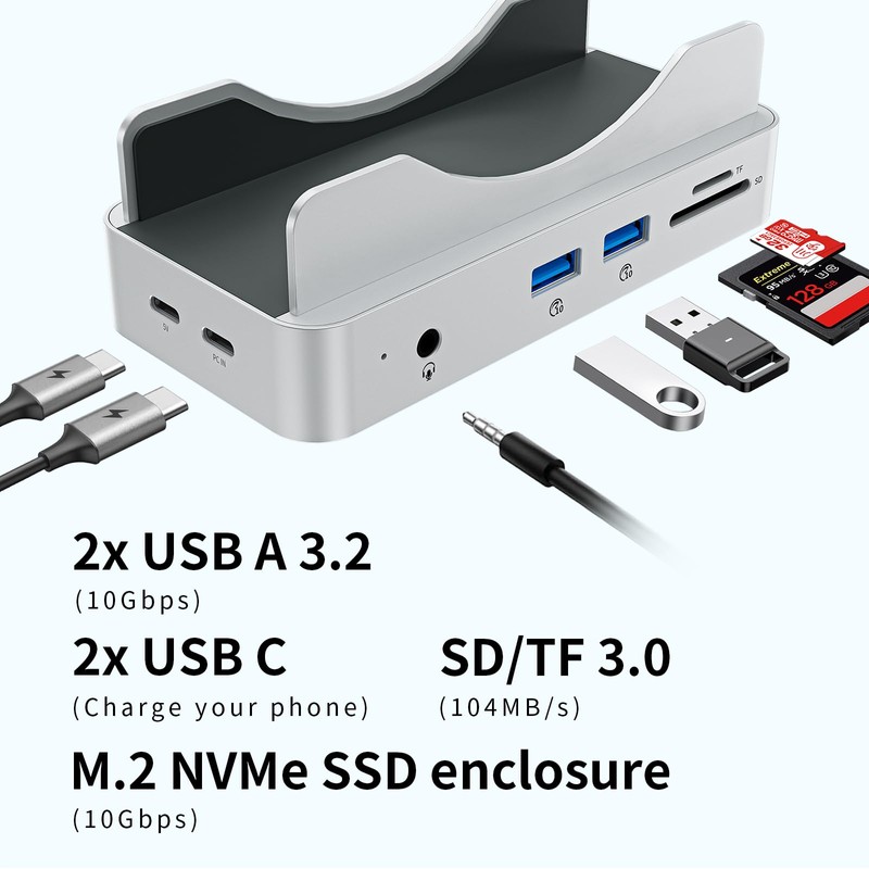 Phixero Mac Mini M4 Hub & Stand with NVMe SSD