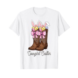 Cowgirl Boots Coquette Easter Cowboy Western Easter Bunny T-Shirt