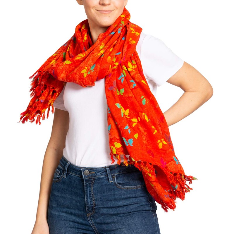 PANASIAM Sarong B503 red butterfly, L