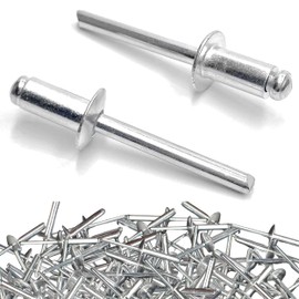 100PCS 1/4" x 1/2" Stainless Steel Rivets - Silver Aluminum Pop Rivets with Big Head Closed End Blind for Steel Duct and Work Marine