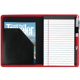 Lcjtop Padfolio Binder A5 Document Organizer with Refillable Lined Notepad, Junior Size Folder Portfolio for Men Women,Red