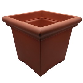 The HC Companies 20 Inch Terrazzo Large Square Planter - Rolled Rim Weather Resistant Decorative Plastic Plant Pot for Indoor Outdoor Use, Clay
