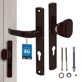 KOTARBAU® Door Handle Set 72 mm Long Plate Brown Profile Cylinder for Doors Gates Gates