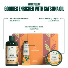 The Body Shop Satsuma Essentials Gift Set, Shower Gel 250ml, Body Yogurt 200ml, Hand Cream 30ml, Citrus Body Care Set, 48hr Hydration, Refreshing Cleanse, Softening, Vegan Skincare Gift