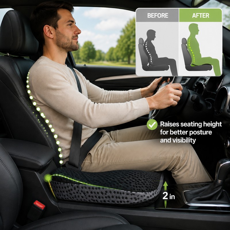 Four Seasons Memory Foam Car Seat Cushion for Driving –
