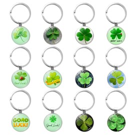Morocket Key Fob Lucky Charm, Pack of 12 Key Chains Clover Leaf Key Chain Lucky Key Chain Children Lucky Charm Key Ring for Gift Decorations, d'Alene to