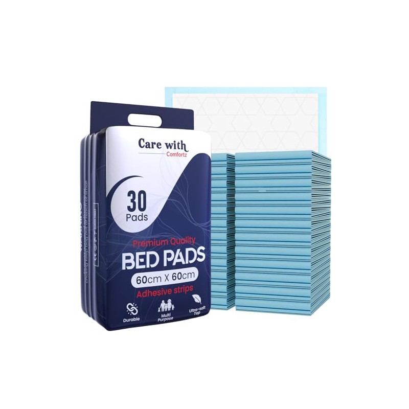 Waterproof Comfortz Incontinence Bed Pads 60 x 60cm, 30 Sheets,