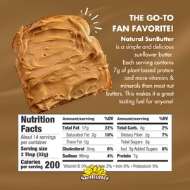 SunButter Original Sunflower Seed Butter, 16 oz (6 Pack of 6) - Nut Free Spread with 7g Plant-Based Protein, Roasted Rich & Savory Flavor, Smooth Texture, Vegan, Kosher & Non-GMO