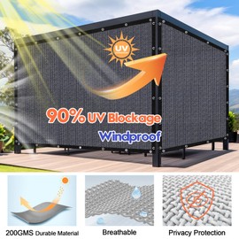 Sunocity 12'X 16' Custom 90% Sun Shade Cloth Outdoor Patio Pewter Grey Pergola Shades Cover Privacy Screen UV Block Porch Screens Canopy for Patio Outside Outdoor