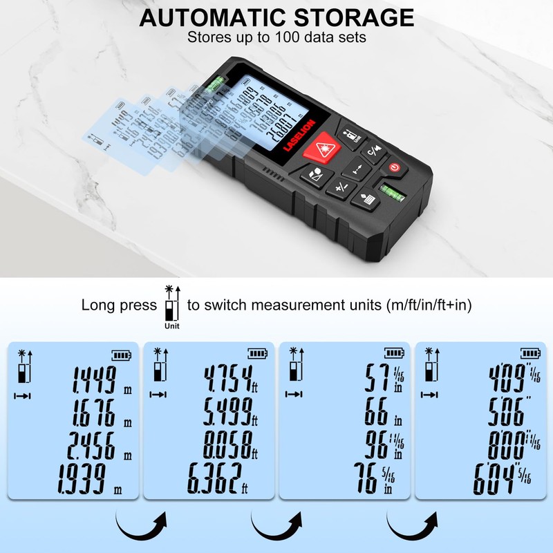 LASELION LT70 Laser Distance Meter – 70m (229ft) Range, High