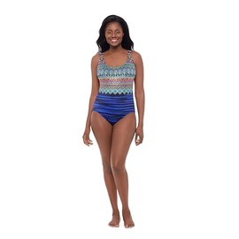 Great Lengths Women's Standard Triple X Back Tank One Piece Swimsuit, Taj Mahal