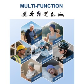 ROYBENS 97% Cotton Skull Caps Beanies for Men Women, Breathable Helmet Liner Sleep Hat Sweat Wicking Cap, Black & Navy