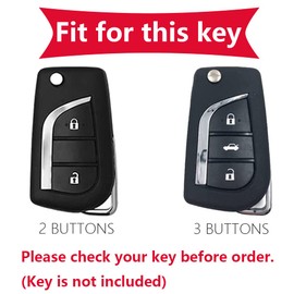KUNIO Key Case Cover Fits Toyota Yaris Aygo Fits Peugeot 108 Fits Citroen C1 TPU Folding Car Key Case Key Case Key Case Protection 2 Buttons Black