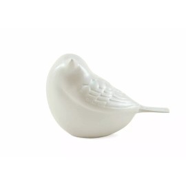 Small Solid Brass Pearl White Songbird Keepsake Funeral Cremation Urn for ashes