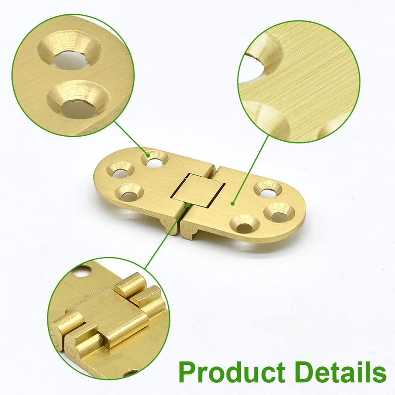 SHRJ 4 Pcs Brass Butler Tray Hinge Round Edge, 180
