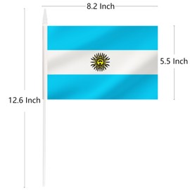 Yamiuo Argentina Mini Flag, 12 Pack Argentine Hand Held Small Mini Stick Flag with 12 Inch Solid White Pole, 8.2x5.5 Inch (Argentina)