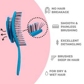 Ninabella Ninabella Organic Detangling Hair Brush for Women, Men & Children - Does not Pull on Hair - Hair Straightening Brushes for Straight, Curly & Wet Hair - Unique Spiral Hairbrush
