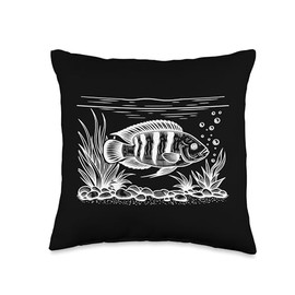 Line Art Fish & Ichthyologist African Cichlid Throw Pillow