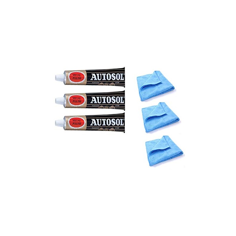Solvol Autosol Metal Polish and Microfibre Cleaning Cloth for Chrome
