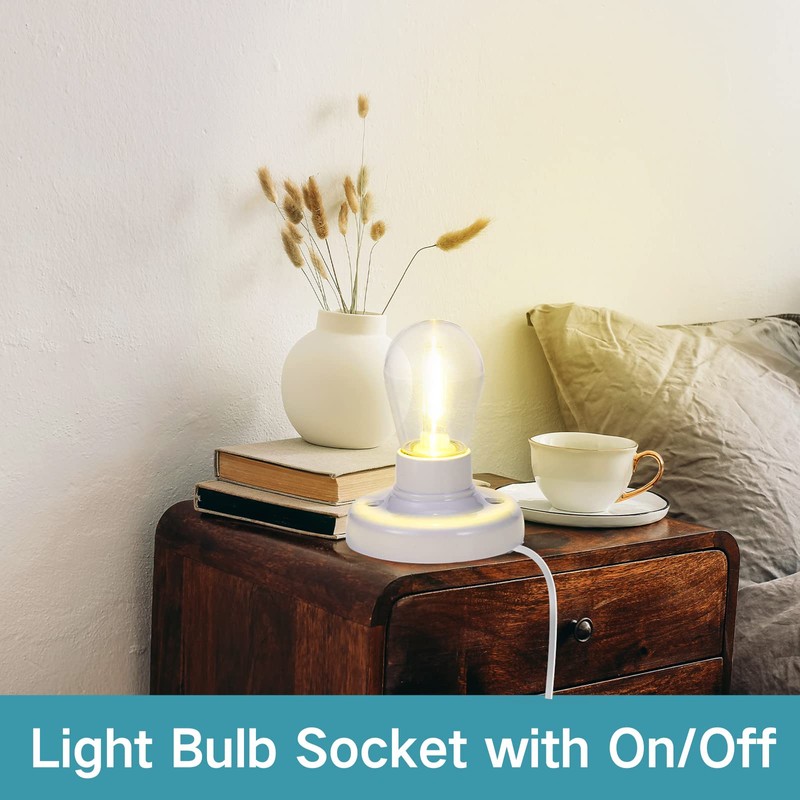 Yexiya 2 Pcs Light Socket with Cord Light Bulb Base