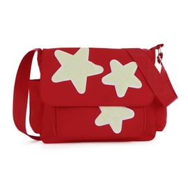 Jywmsc Aesthetic Messenger Bag, Y2K Star Canvas Shoulder Bag,Cute Tote Bags,Nylon Casual Crossbody Bags for Women,Black