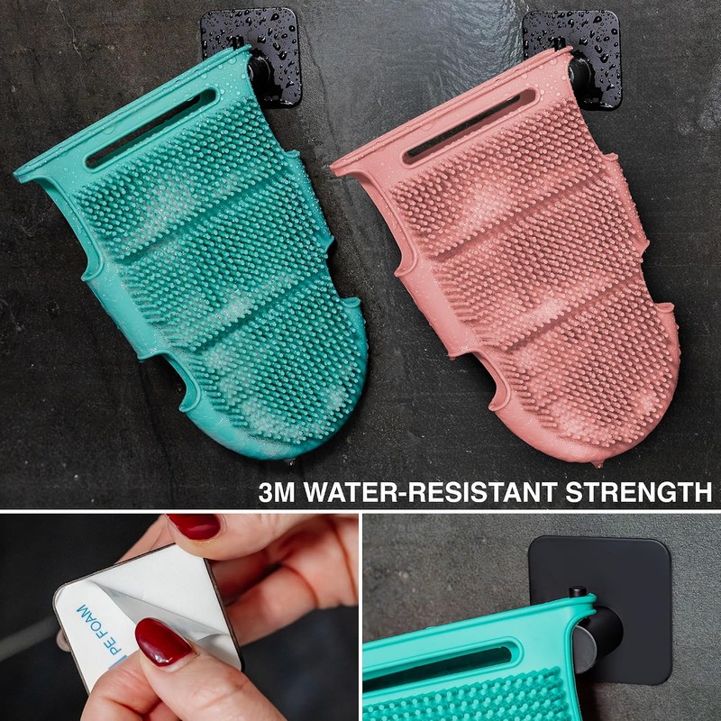 Guante exfoliante de silicona, exfoliante corporal higiénico con ganchos de