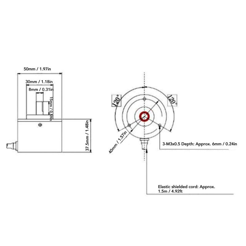 Incremental Encoder, PNP, IP50 Incremental Encoder, Outer Diameter 50 mm,